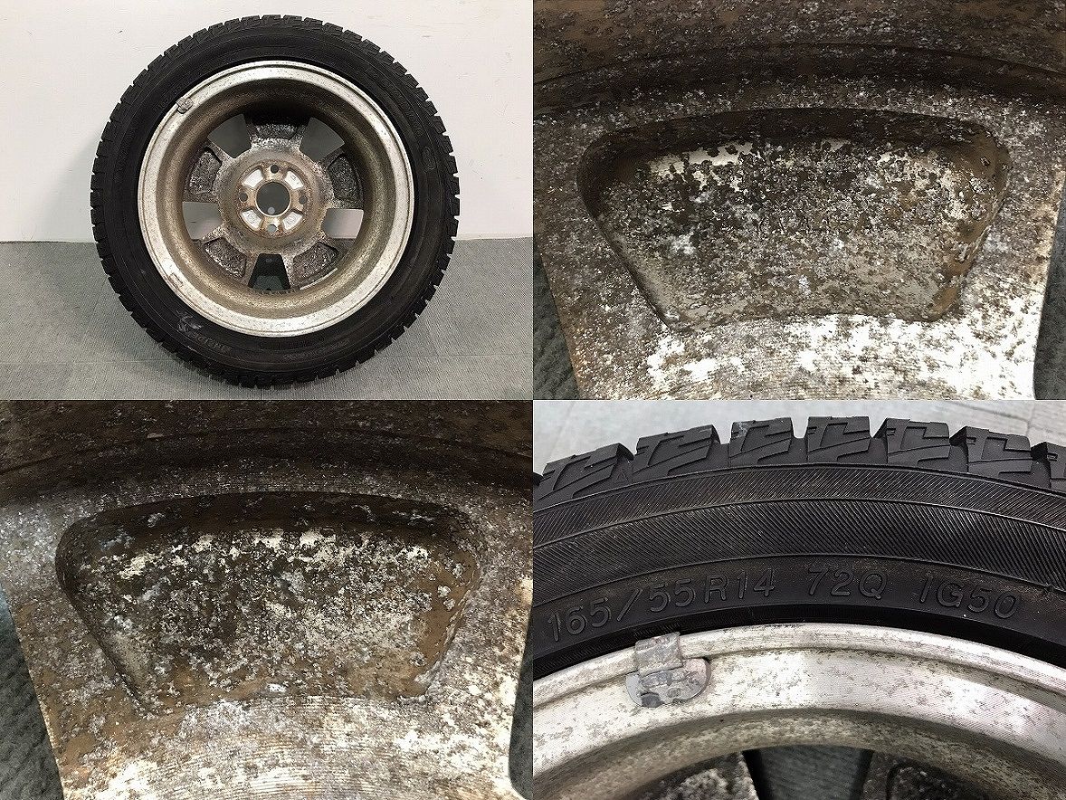 フィット ヴィッツ キューブ マーチ デミオ 等 社外 ホイールタイヤ 1本のみ 14x4.5J/ET48/4穴 4H/PCD100/ハブ径55mm (118235)