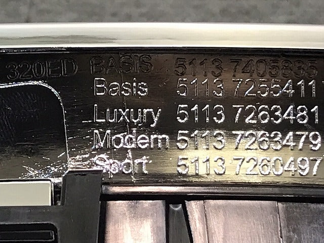 新品! 3シリーズ/F30/F31 純正 左フロントグリル/キドニーグリル 5113 7405835 51137260497 ブラック BMW (120934)