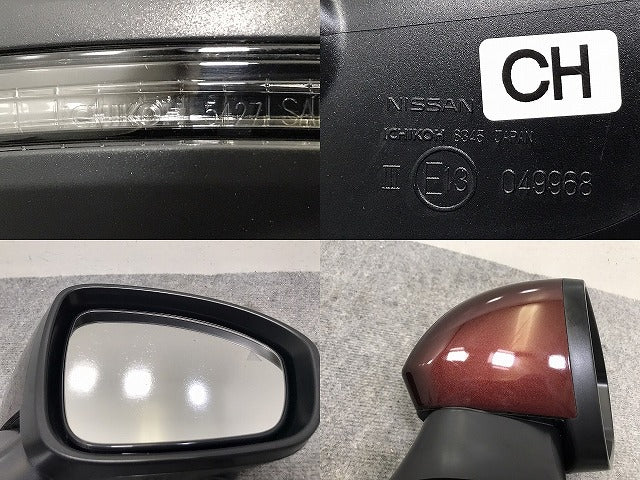 ノート/NOTE E13/SNE13 純正 右 ドアミラー 14線 ウインカー/カメラ付 ICHIKOH 8345/5427 バーガンディー NBQ 日産(131809)