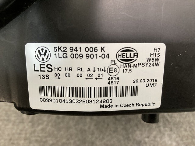 新品!ゴルフ6/GOLFⅥ 1KC系 純正 右 ヘッドライト/ランプ ハロゲン HELLA 5K2 941 006 K 5K2941006K フォルクスワーゲン(133904)