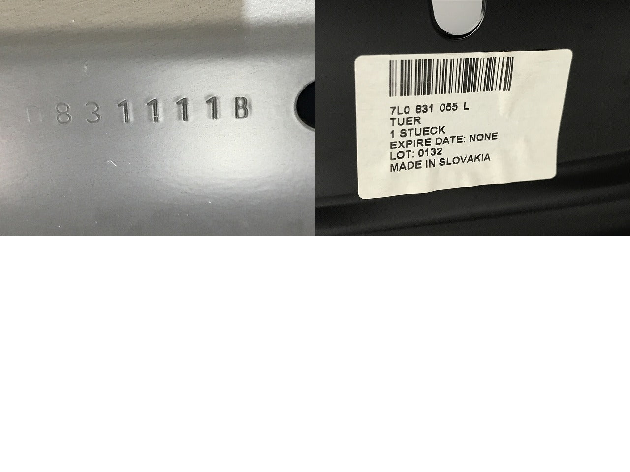 新品!トゥアレグ 7L系 純正 左 フロント ドア 831111B 7L0831055L 未塗装 フォルクスワーゲン(134672)