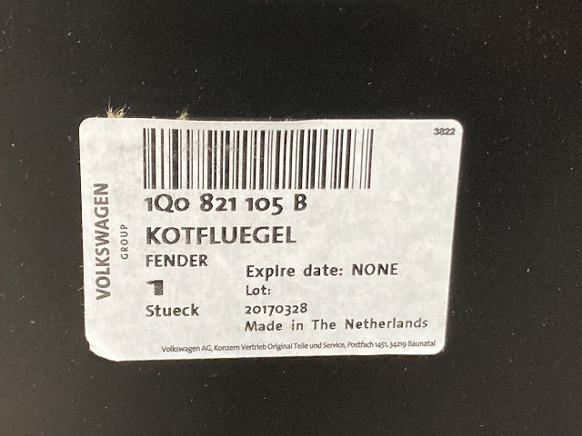 新品!イオス 1F/1FBUB/1FBWA 純正 左 フロント フェンダー 1Q0821105B 未塗装 フォルクスワーゲン(135056)