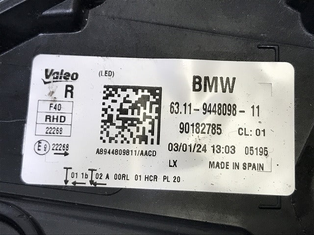 1シリーズ F40 純正 右 ヘッドライト/ランプ LED VALEO 63.11-9448098-11/6311944809811 BMW(138103)
