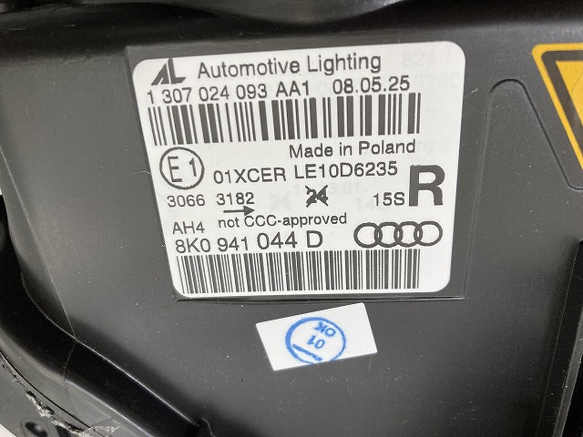 新品!A4 8K 系 純正 右 ヘッドライト/ランプ キセノン HID AL Automotive Lighting 8K0 941 044 D 8K0941044D アウディ(145568)
