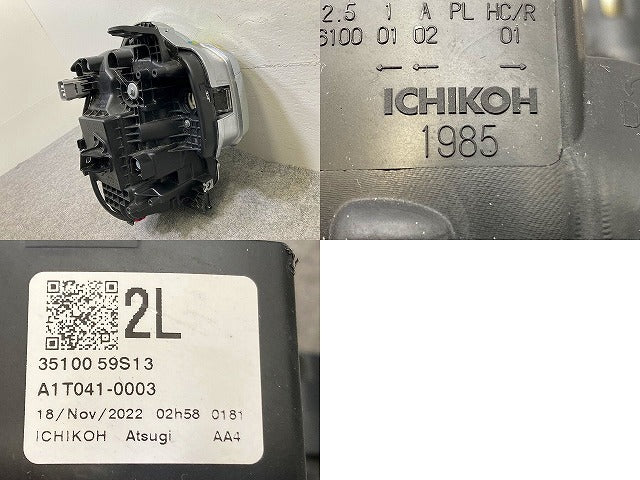ハスラー MR92S/MR52S 純正 右 ヘッドライト/ランプ LED レベライザー 刻印2L ICHIKOH 1985 メッキ スズキ(148167)