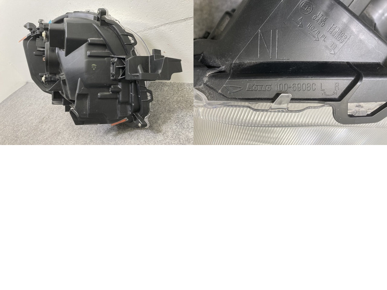 ムーヴ キャンバス/キャンパス LA850S/LA860S 純正 左 ヘッドライト ハロゲン レベライザー 刻印NL KOITO 100-6908C ダイハツ(148535)