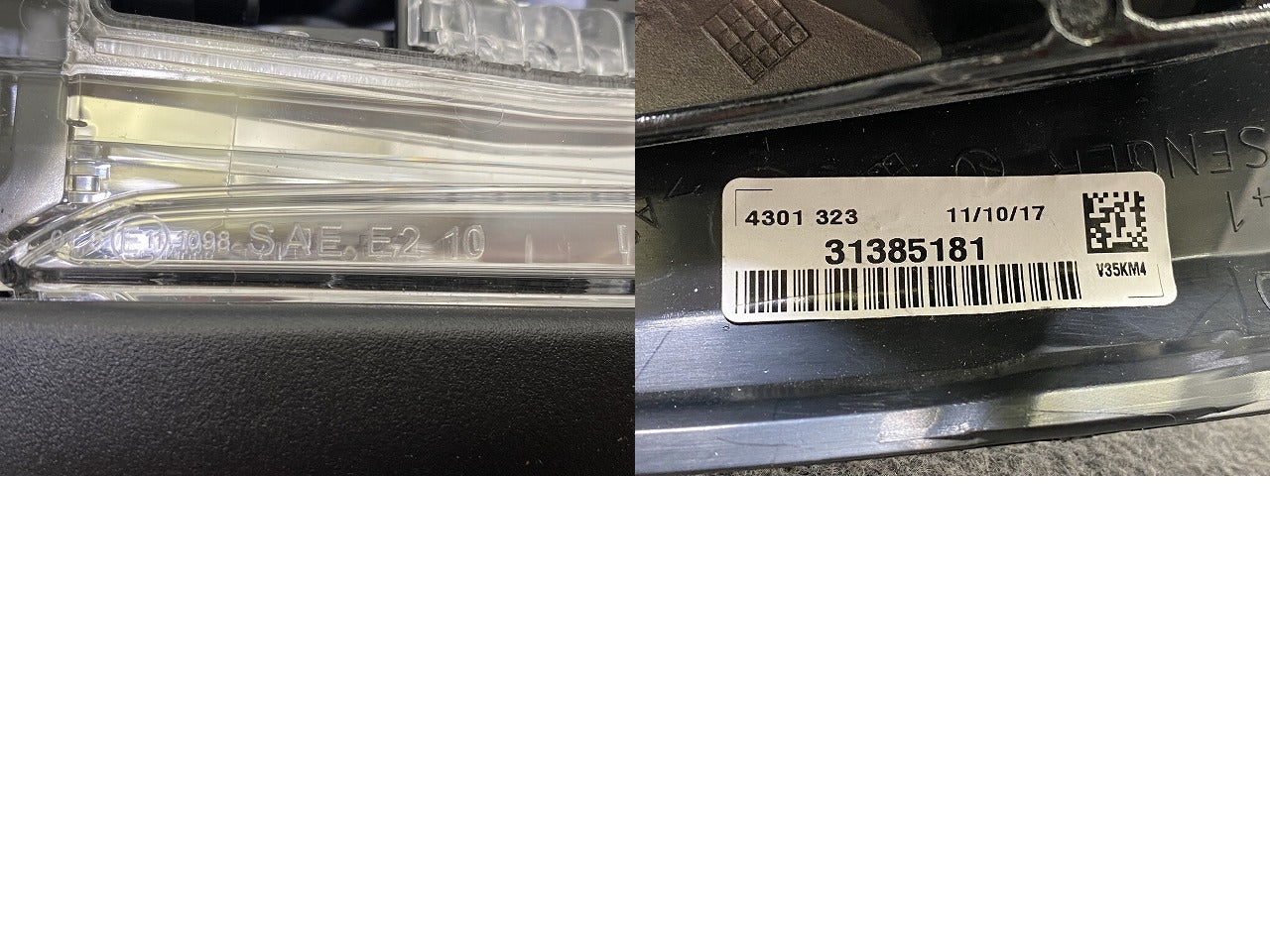 新品!S60/V60 FB系 純正 左 ドアミラー 16線 ウインカー付 31385181 V3135181 素地 ボルボ(149445)