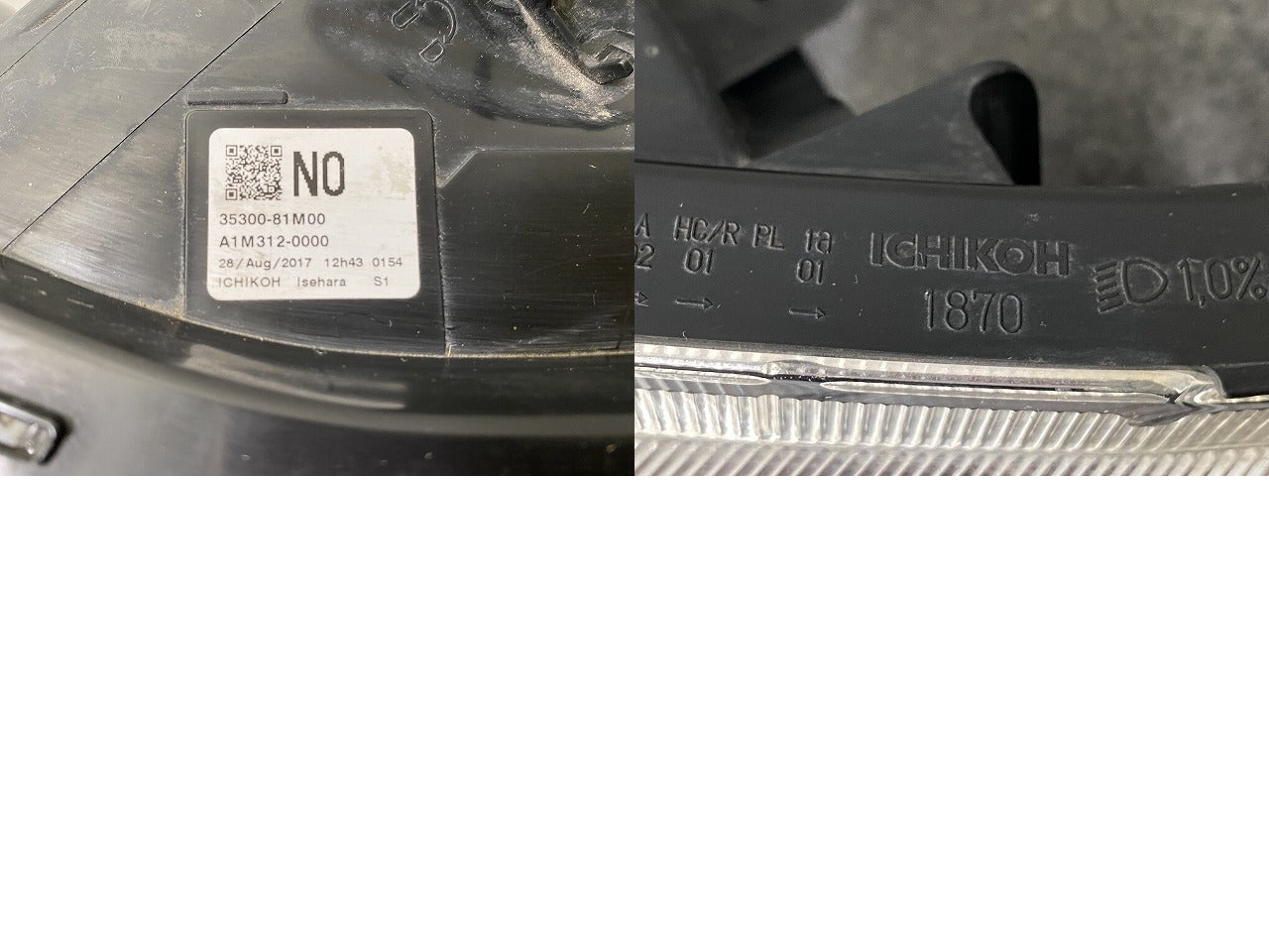 スペーシア MK32S/MK42S 純正 左 ヘッドライト/ランプ レベライザーハロゲン 刻印N0 LH ICHIKOH 1870 スズキ(150868)