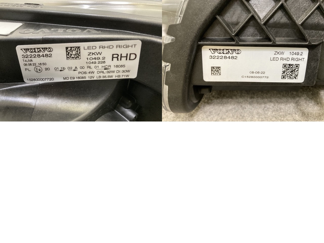 新品!V40 MB系/MD系 純正 右 ヘッドライト/ランプ LED AFS無 RH 32228482 31677033 ボルボ(151273)