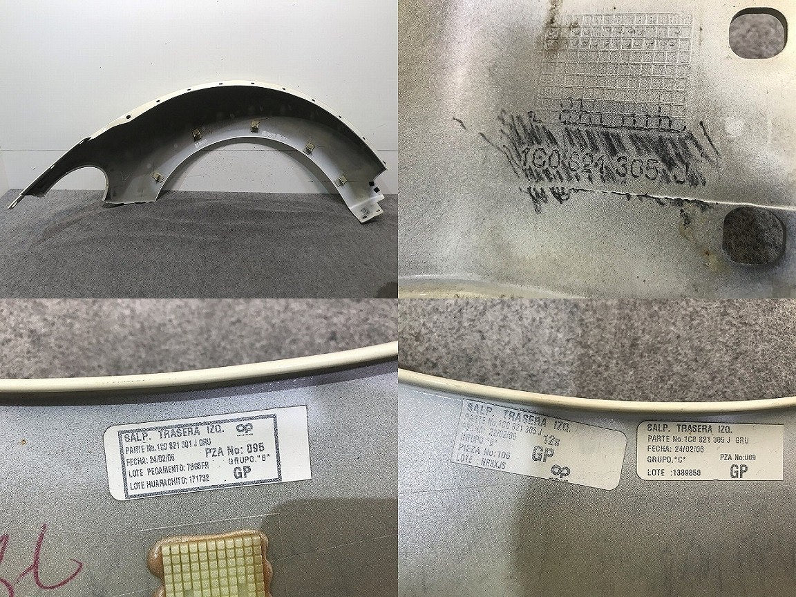 ニュービートル 9C系/9CAWV/9CAZJ 純正 左リアフェンダー 1C0 821 305 白 フォルクスワーゲン(110900)
