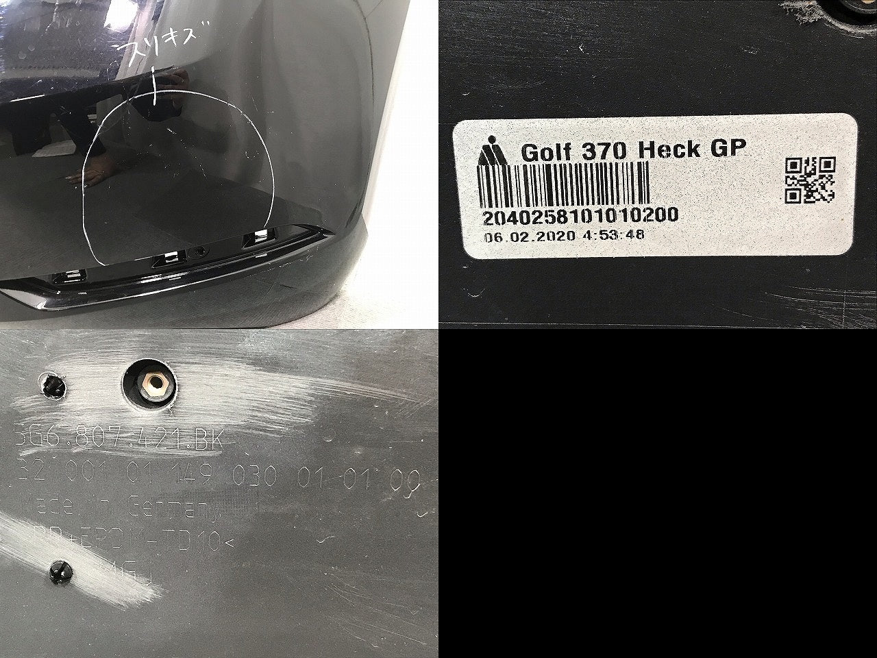 ゴルフ7/GOLF VII AU系 純正 リアバンパー 5G6.807.421 BK/32/001/01/149/030/01/01/00 黒 フォルクスワーゲン(111204)