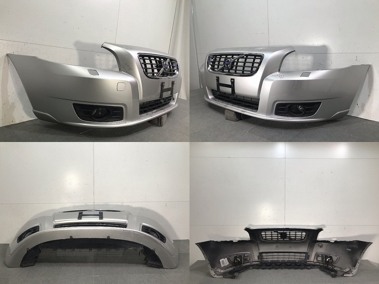 V50 MB系 2007-2012 純正 後期 フロントバンパー フォグ グリル付 30744976 銀 ボルボ(111316)
