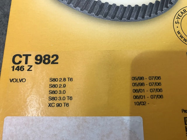 新品! S80/XC90 2000-2014 社外 タイミングベルト S80/00Y～ 274184ﾖ CT982 V 31316938 ボルボ(112501)