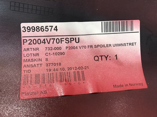新品! V70/SB系 純正 後期 フロントスポイラー 08693350 パッションレッド カラーNo.612 ボルボ/VOLVO (117698)