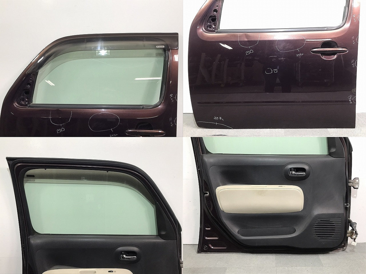 ミラ ココア/L675S/L685S 純正 左フロントドア ガラス バイザー 内張り付 プラムブラウンクリスタルマイカ カラーNo.R59 ダイハツ (118470)