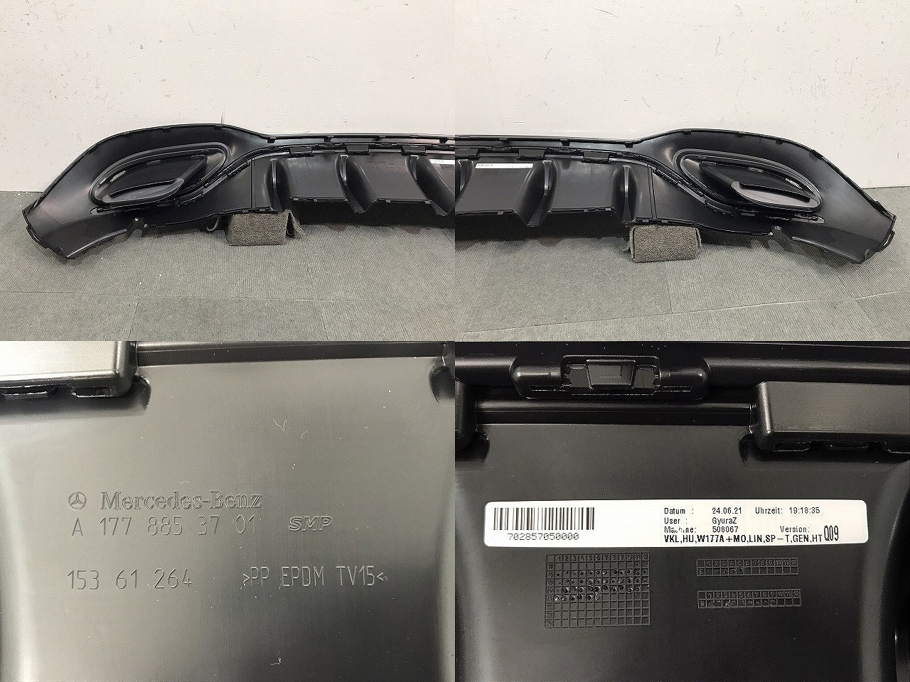 新品! Aクラス/W177/AMG 純正 リアスポイラー バンパーガーニッシュ/ディフューザー/アンダー/下部 A 117 885 37 01 1778853701 (118915)