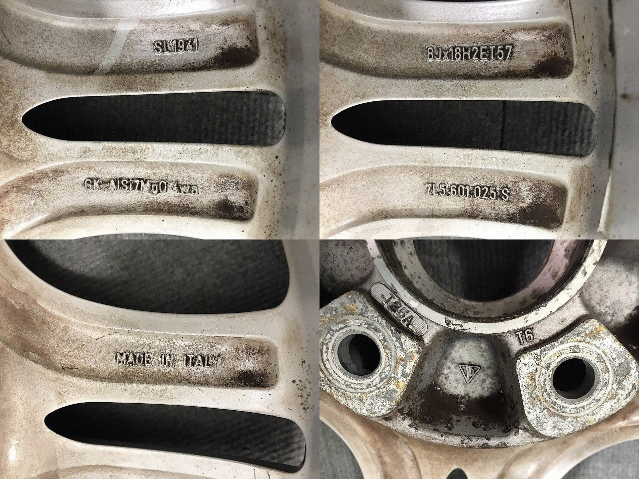 957/カイエン 9PA/2007-2010 純正 ホイール 1本のみ 18ｘ8J/ET57/5穴 5H/PCD130/ハブ径71mm 7L5601025S ポルシェ (118986)