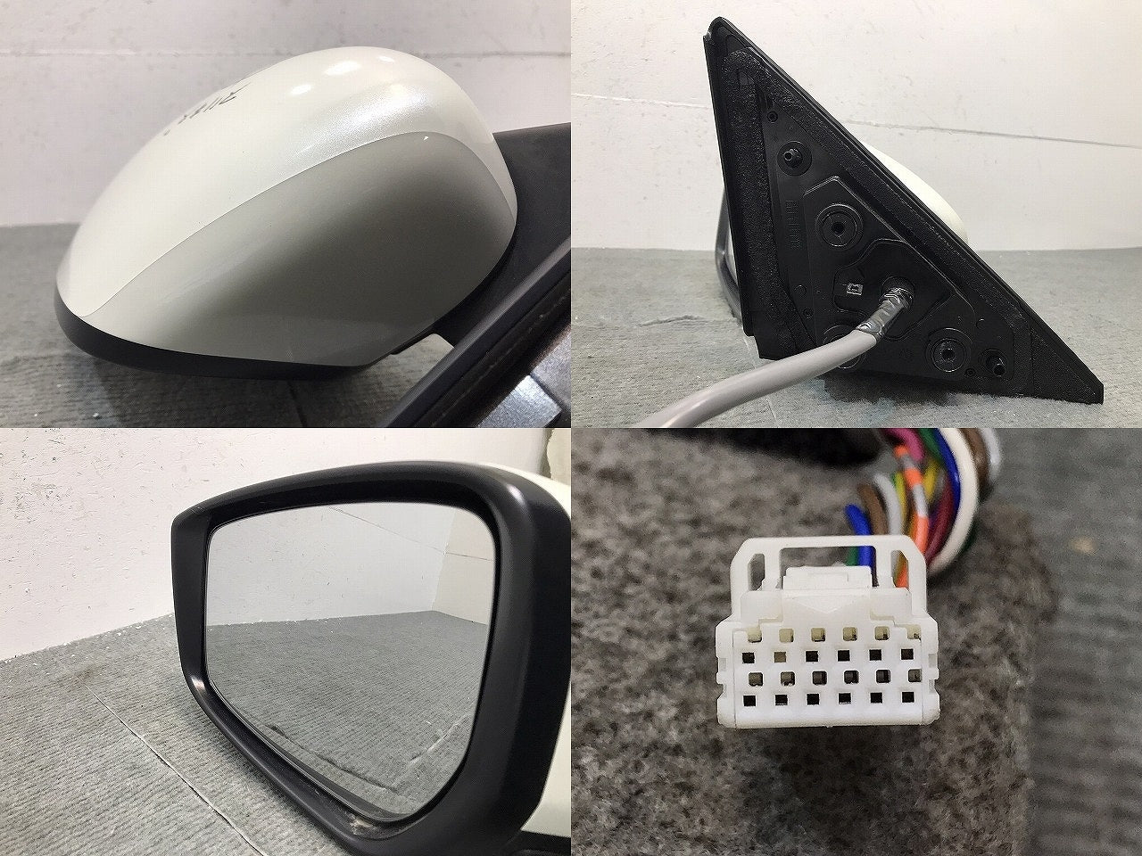キックス/P15 純正 後期 左ドアミラー11線 カメラウインカー付 MURAKAMI G579/(ウィンカー部分)G531 ブリリアントホワイトパール (120441)
