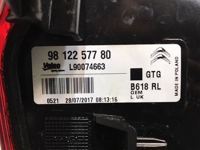 C3/B6HN01 純正 左テールランプ/ライト/レンズ LED ハロゲン VALEO 98 122 577 80 シトロエン CITROEN (121215)