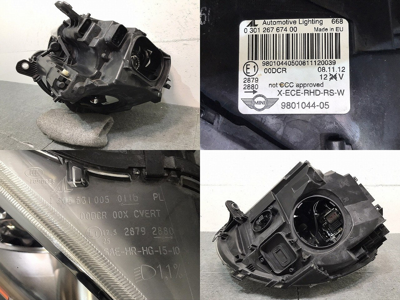 クロスオーバー／Ｒ６０／Ｒ６１／ペースマン　純正　右ヘッドライト／キセノン　ＨＩＤ　９８０１０４４－０５　ミニ　（１２２４３３）