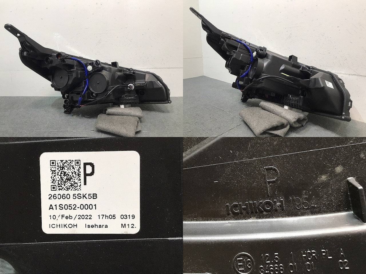 リーフ／ＬＥＡＦ　／ＺＥ１　純正　左ヘッドライト／レベライザー　ＬＥＤ　刻印Ｐ　１９５４　２６０７５－５ＳＫ５Ｂ（１２３１０５）