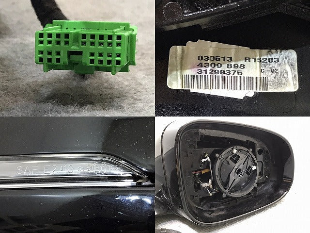 V40/MB系/ 純正 右ドアミラー 12線 ウインカー付 030513 31299645 ブラック カラーNo.019 ボルボ (123385)