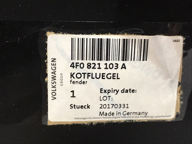 新品!A6(C6) 4F/2005-2008 純正 左フロント フェンダー 083 03110193 7 4F0821103A 未塗装 アウディ(126005)