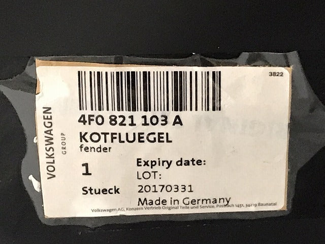 新品!A6(C6) 4F/2005-2008 純正 左フロント フェンダー 088 03110300 7 4F0821103A 未塗装 アウディ(126029)