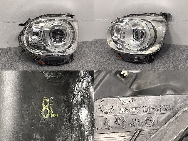 ムーヴ/キャンバス/キャンパス LA800S/LA810S 純正 左 ヘッドライト/ランプ LED レベライザー 刻印8L KOITO 100-69038 ダイハツ(127112)