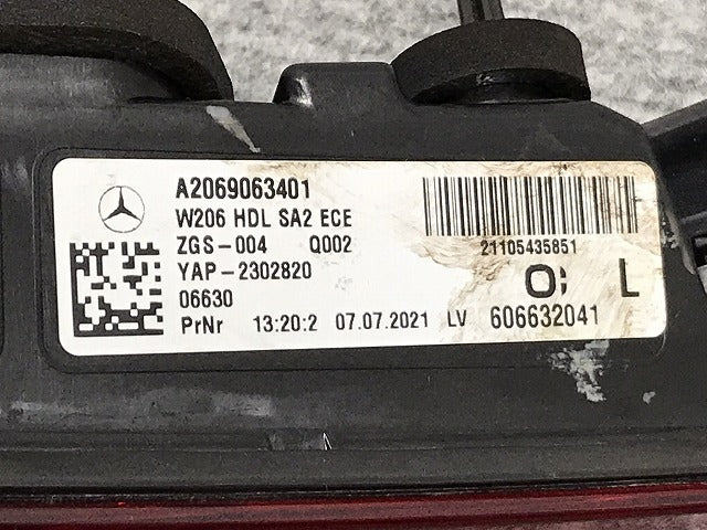 Cクラス W206/2021- 純正 左 フィニッシャーランプ/テールランプ LED A2069063401 メルセデスベンツ(128393)