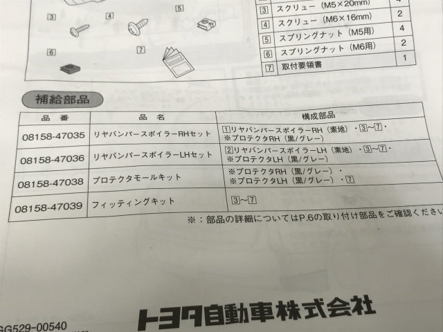 プリウス/アルファ/α ZVW40W/ZVW41W 純正 左 リア スポイラー 08158-47030 08158-47036 ホワイト メタリック トヨタ(133475)