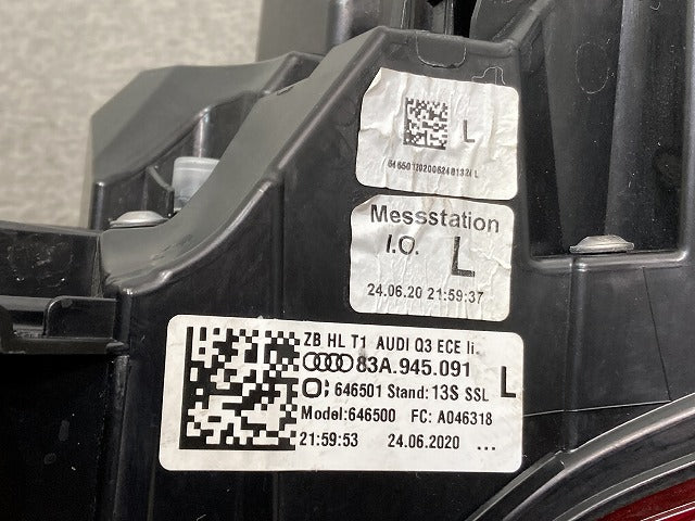 Q3 F3 純正 左 テールランプ/ライト/レンズ LED 83A.945.091/83A945091 アウディ(134103)