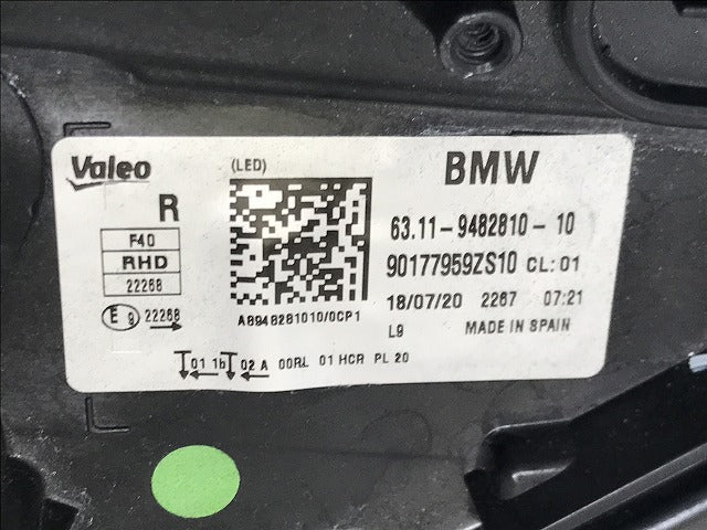 ジャンク!1シリーズ F40 純正 右 ヘッドライト/ランプ LED VALEO 63.11-9482810-10 BMW(135444)