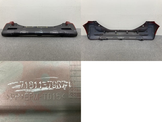 スペーシア ギア/フレアワゴンタフスタイル MK53S/MM53S 純正 リア バンパー 71811-79R7 フェニックスレッド ガンメタ 2トーン DW6(139177)