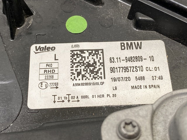 1シリーズ F40 純正 左 ヘッドライト/ランプ LED VALEO 63.11-9482809-10/90177957ZS10 BMW(139924)