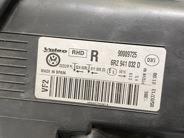 ポロ/POLO 6R系/2012~ 純正 右 ヘッドライト/ランプ キセノン HID AFS無 バラスト VALEO 90009725 フォルクスワーゲン(142267)