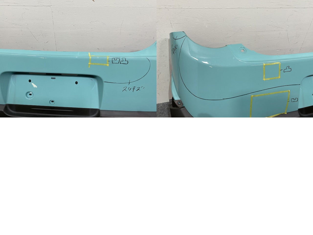 ラパン HE33S 純正 リア バンパー 71811-80P0/-80P1 フレンチミントパールメタリック ZWB スズキ(143668)