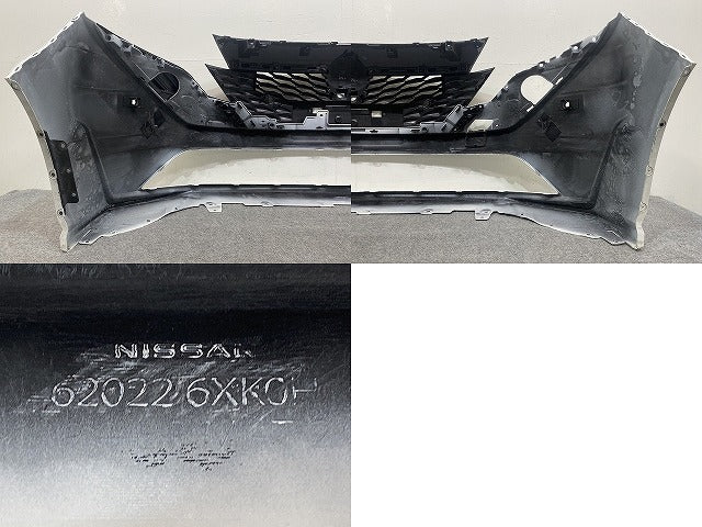 ノート/NOTE E13/SNE13 純正 後期 フロント バンパー グリル付 62022 6XK0H ピュアホワイトパール QAC 日産(145764)