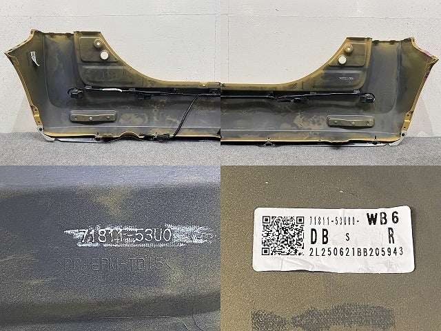 スペーシア MK94S 純正 リア バンパー スポイラーソナー付 71811-53U0 ミモザイエローパールメタリック WB6 スズキ(146552)