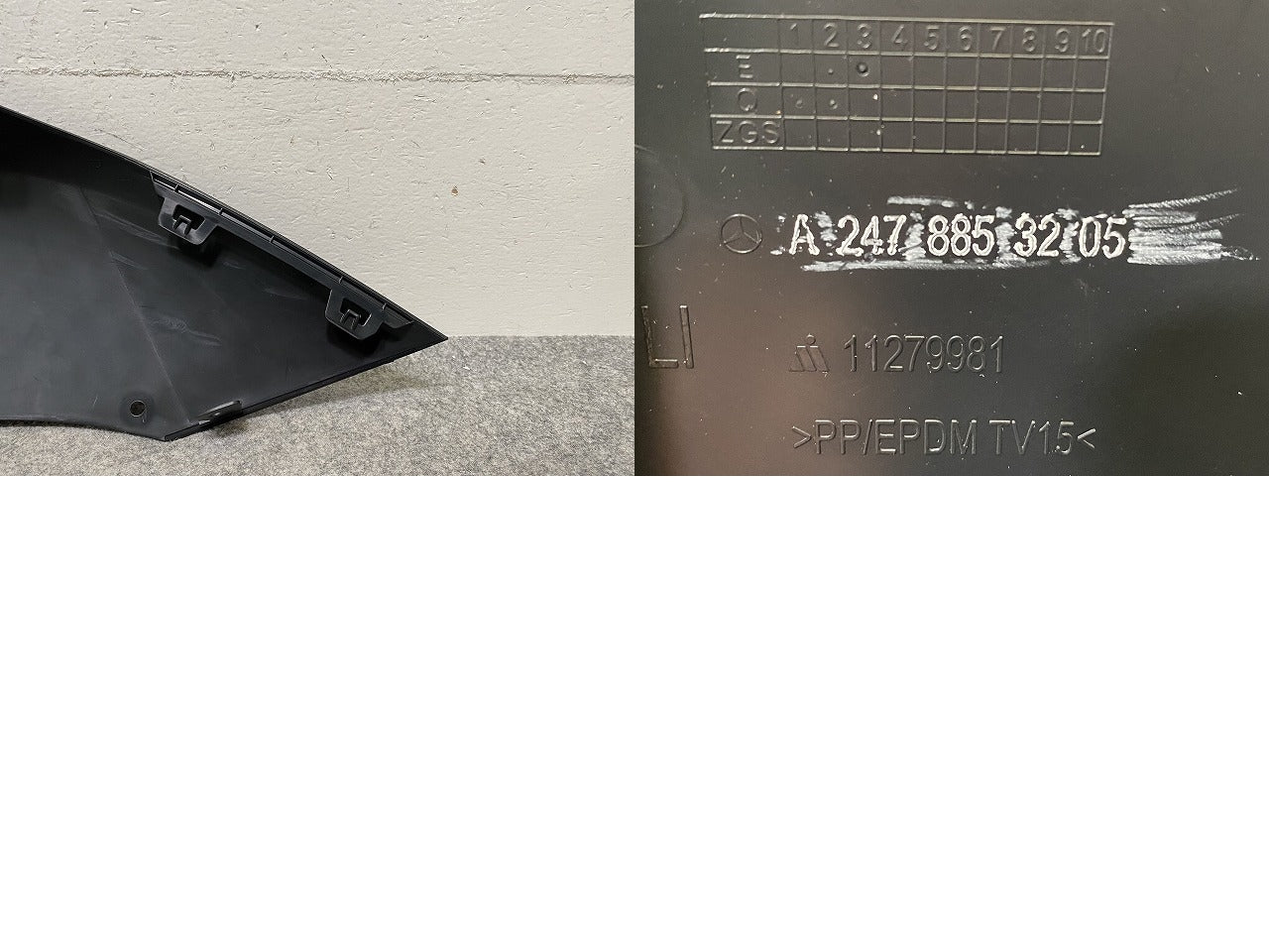 GLAクラス H247 純正 フロント バンパー 左 サイドカバー A247 885 32 05 素地 メルセデスベンツ(146878)