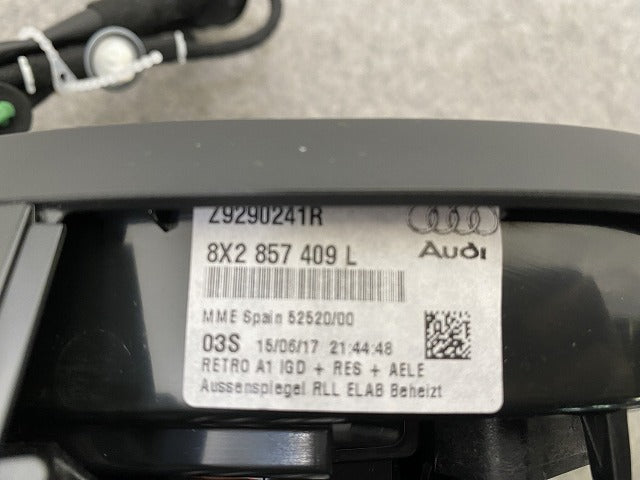 新品!A1 8X系 純正 左 ドアミラー 8線 ウインカー付 8X2 857 409 8X2857409L9B9 素地 アウディ(146994)