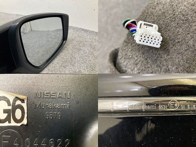 キックス/KICKS P15/RP15/SNP15 純正 右 ドアミラー 12線 ウインカーカメラ付 Murakami G579/G531 ピュアブラック G42 日産(148076)