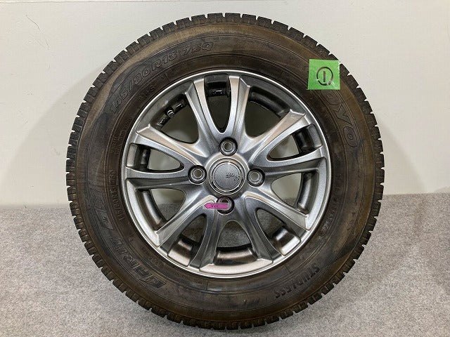 社外 タイヤホイールセット スタッドレス 4本セット 13x4/ET43/4穴 4H/PCD100/ハブ径64mm(148498)
