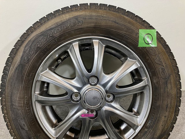 社外 タイヤホイールセット スタッドレス 4本セット 13x4/ET43/4穴 4H/PCD100/ハブ径64mm(148498)