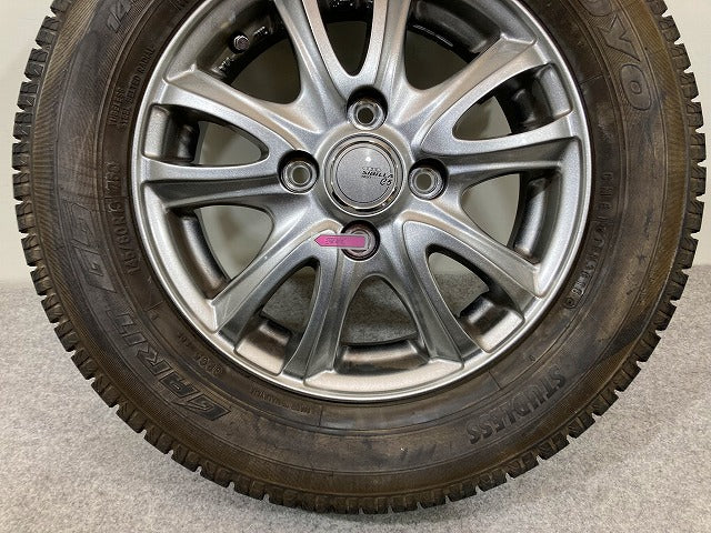 社外 タイヤホイールセット スタッドレス 4本セット 13x4/ET43/4穴 4H/PCD100/ハブ径64mm(148498)