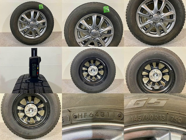 社外 タイヤホイールセット スタッドレス 4本セット 13x4/ET43/4穴 4H/PCD100/ハブ径64mm(148498)