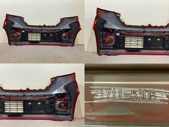 スペーシア カスタム MK54S/MK94S 純正 フロント バンパー ロアグリル付 右フォグカバー付 71711-53U5 レッドパール ZLB スズキ(148748)