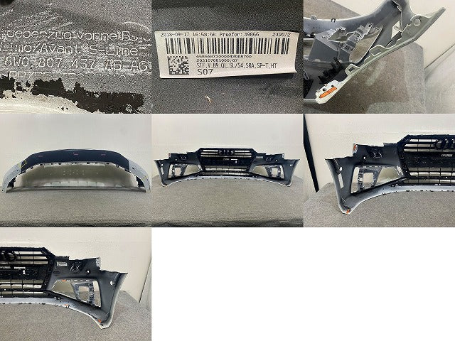 A4 8W系 純正 フロント バンパー グリルスポイラー付 8W0.807.437 AB-AG グレイシアホワイトメタリック LS9R アウディ(148826)