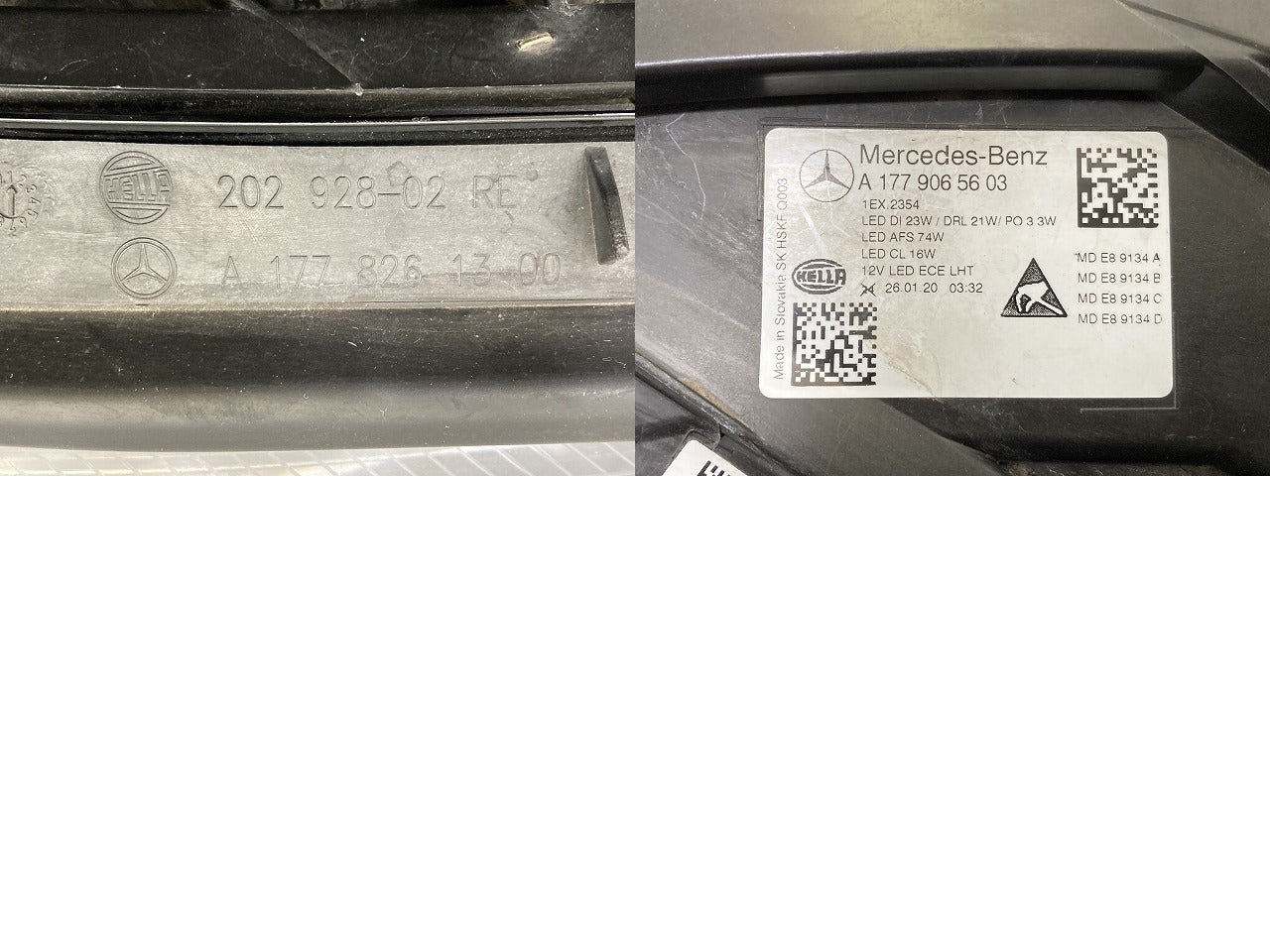 Aクラス W177 純正 右 ヘッドライト/ランプ LED RH HELLA A 177 906 56 03 メルセデスベンツ(150635)