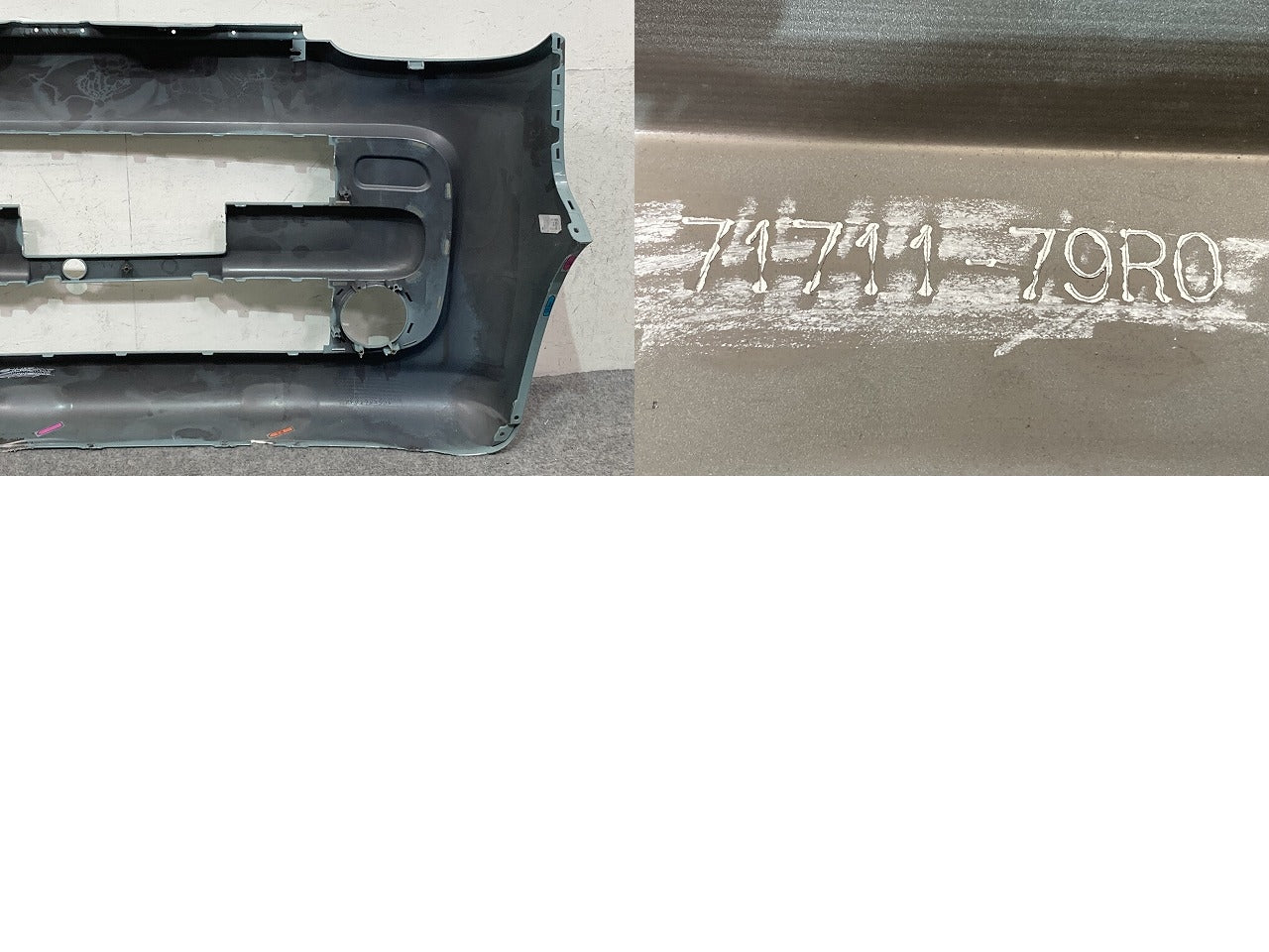 スペーシア/フレアワゴン MK53S/MM53S 純正 フロント バンパー Fバンパー 71711-79R0 オフブルーメタリック ZVW スズキ(150964)